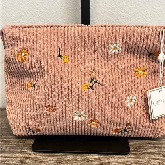 ✨Embroidered Mauve Corduroy Clutch/Make-up Bag 🌼 - Picture 4 of 9